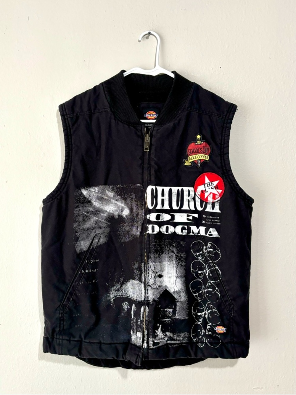 Dickies + Alice Cooper's 2023 Church of Dogma Custom Logo Black Wash Vest M